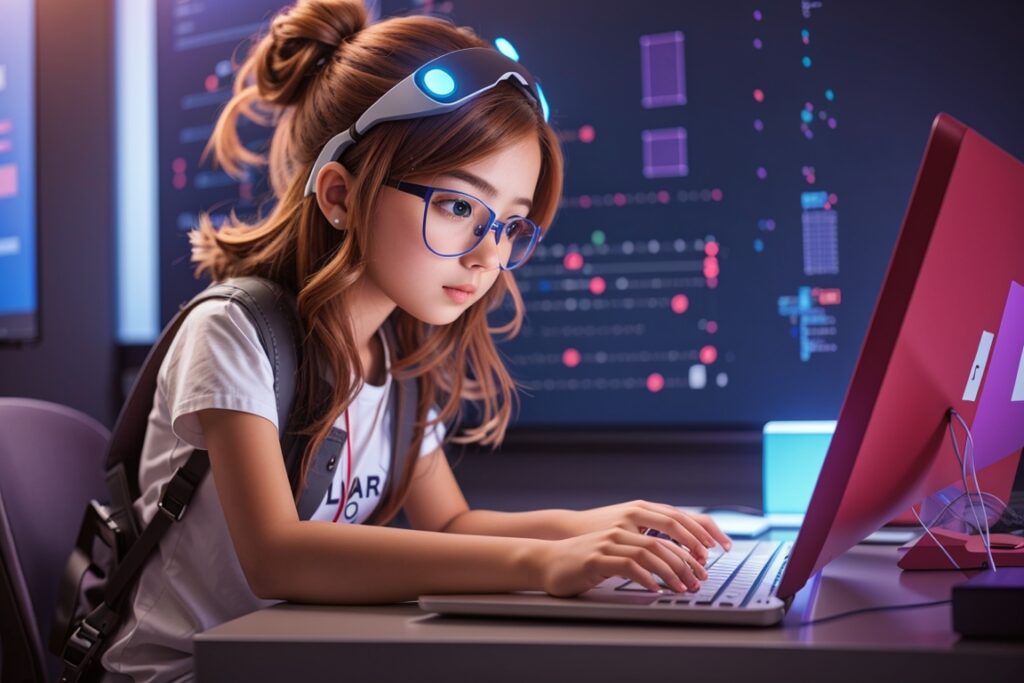 Girl coding